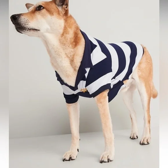 Striped Jersey-Knit Polo Shirt for Pets - Picture 1 of 3